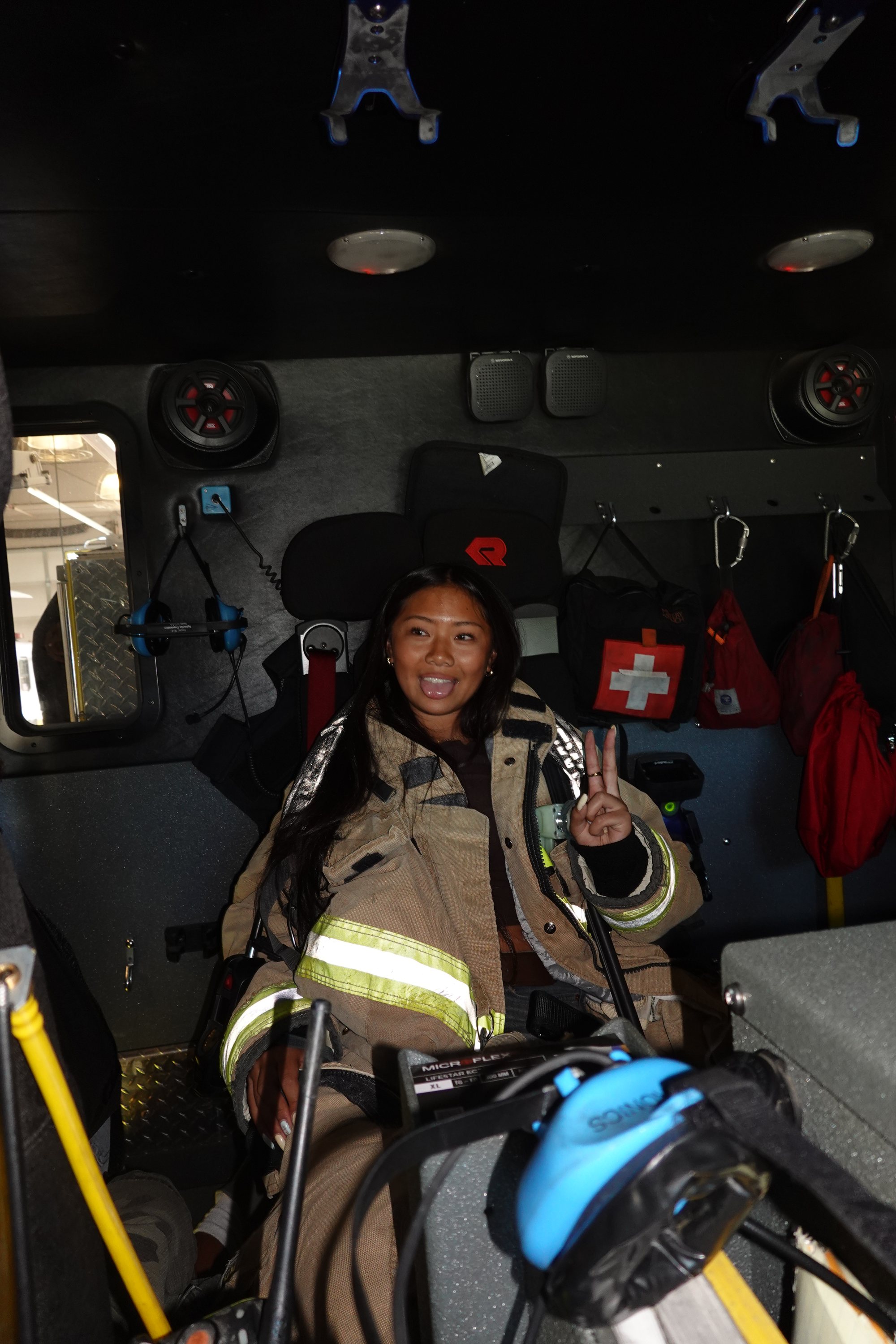 Project Pulmonary student inside a fire truck cab