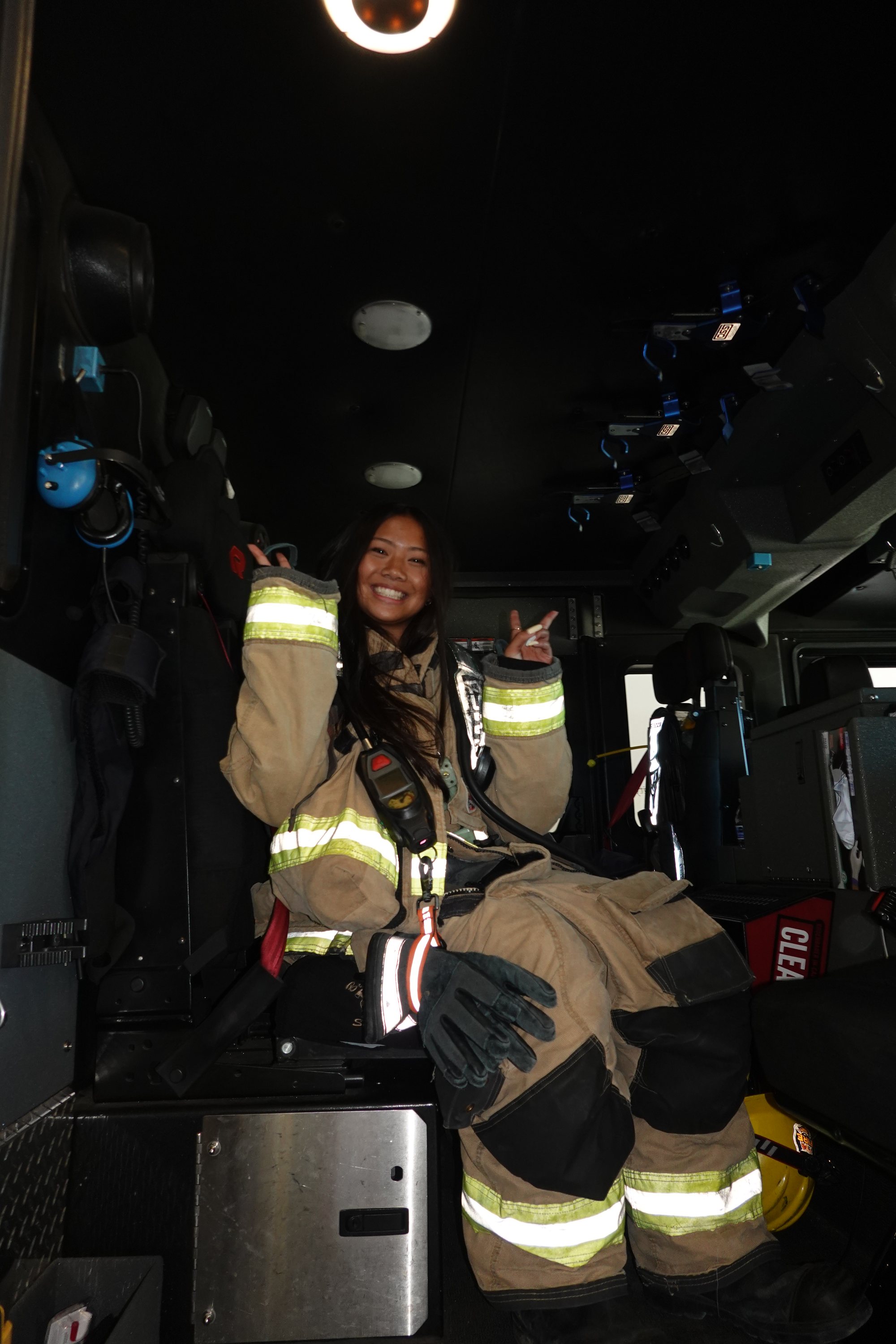 Project Pulmonary student in a Ventura County fire truck cab