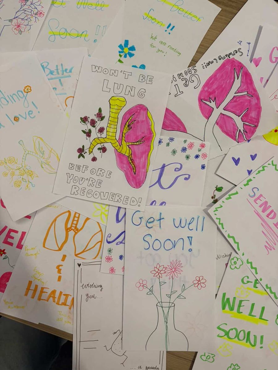 Student drawings of lungs made for Letters for Lungs